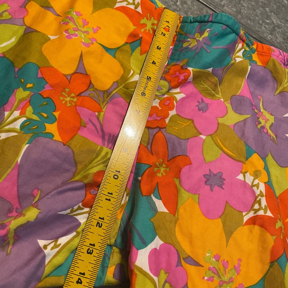 Vintage 60s Hawaiian Floral Swim Board Shorts Medium Cotton Trunks Retro Hippie - Picture 10 of 11